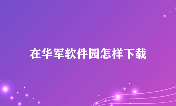 在华军软件园怎样下载