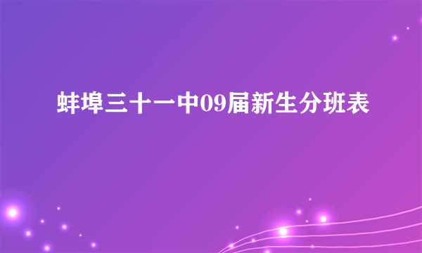 蚌埠三十一中09届新生分班表