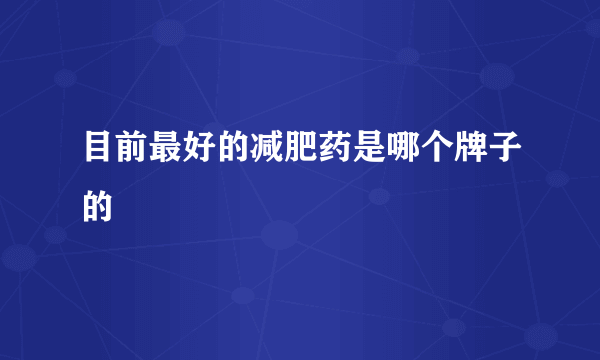 目前最好的减肥药是哪个牌子的