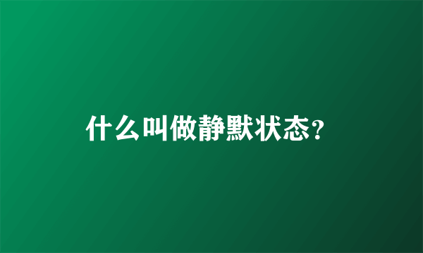 什么叫做静默状态？