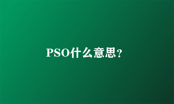 PSO什么意思？