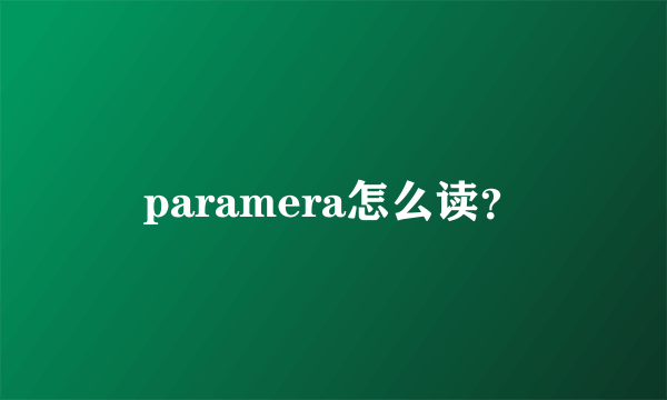 paramera怎么读？