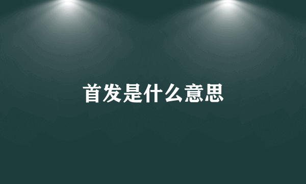 首发是什么意思