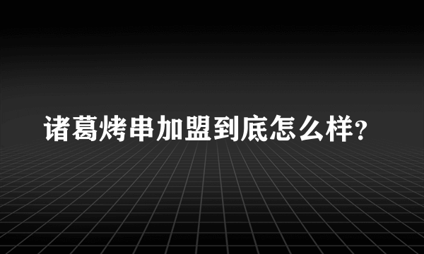 诸葛烤串加盟到底怎么样？