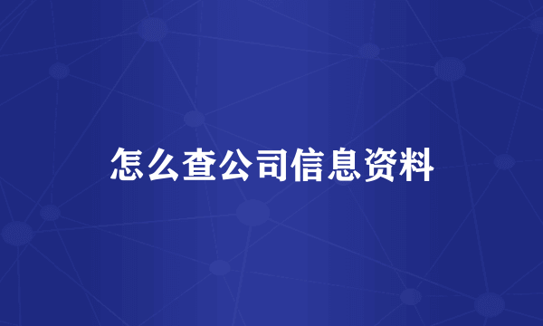 怎么查公司信息资料