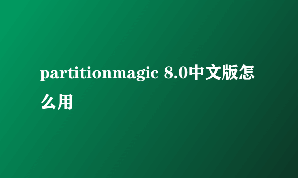 partitionmagic 8.0中文版怎么用