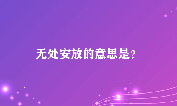 无处安放的意思是？