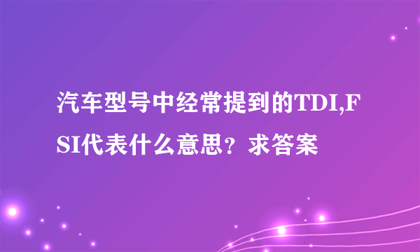 汽车型号中经常提到的TDI,FSI代表什么意思？求答案