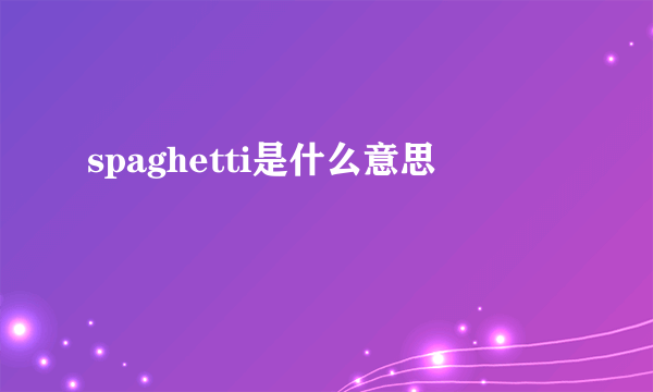 spaghetti是什么意思