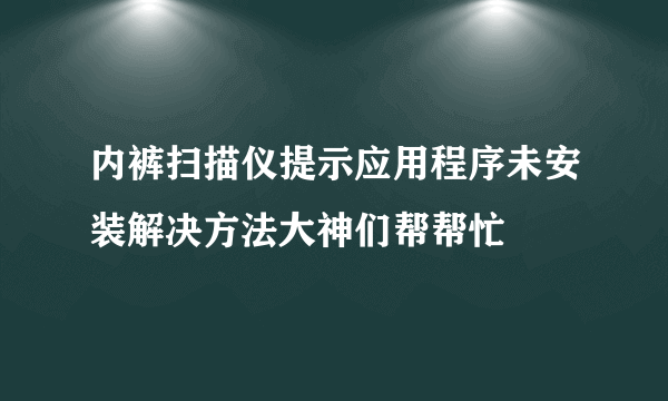 内裤扫描仪提示应用程序未安装解决方法大神们帮帮忙