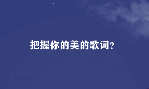 把握你的美的歌词？