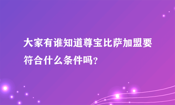 大家有谁知道尊宝比萨加盟要符合什么条件吗？