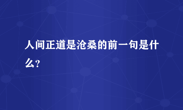 人间正道是沧桑的前一句是什么？