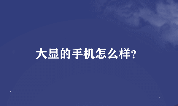 大显的手机怎么样？