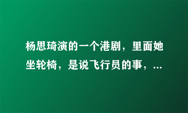 杨思琦演的一个港剧，里面她坐轮椅，是说飞行员的事，请问这个电视剧的名字是什么啊？