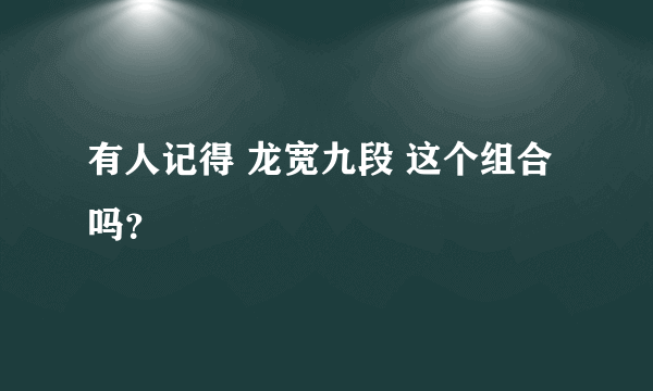 有人记得 龙宽九段 这个组合吗？