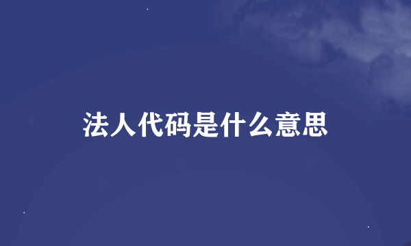 法人代码是什么意思