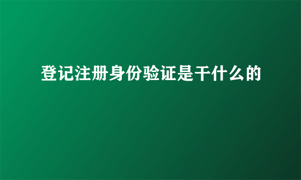 登记注册身份验证是干什么的