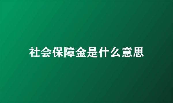 社会保障金是什么意思