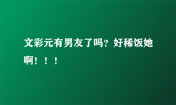 文彩元有男友了吗？好稀饭她啊！！！