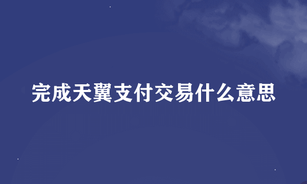 完成天翼支付交易什么意思