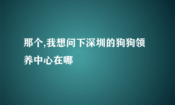 那个,我想问下深圳的狗狗领养中心在哪