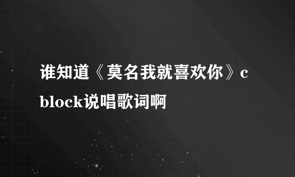 谁知道《莫名我就喜欢你》c block说唱歌词啊