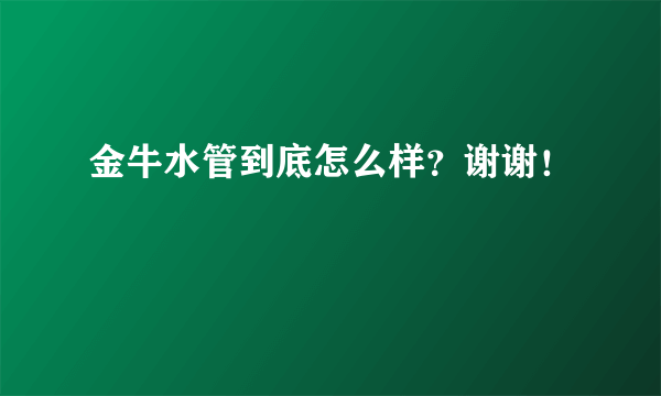 金牛水管到底怎么样？谢谢！