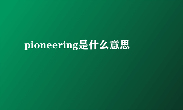 pioneering是什么意思