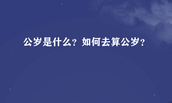 公岁是什么？如何去算公岁？