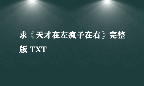 求《天才在左疯子在右》完整版 TXT