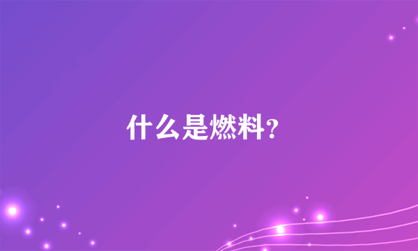 什么是燃料？