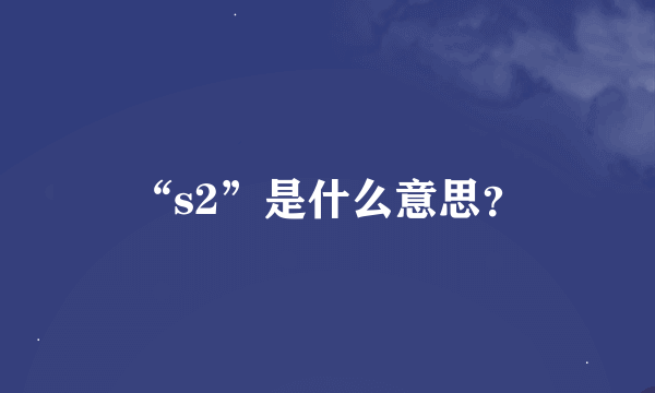 “s2”是什么意思？