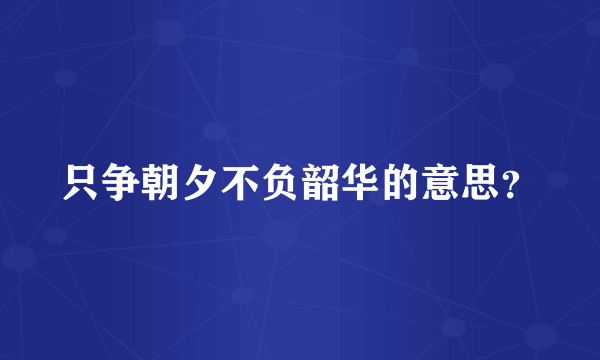 只争朝夕不负韶华的意思？