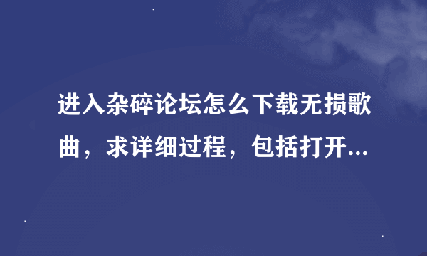 进入杂碎论坛怎么下载无损歌曲，求详细过程，包括打开论坛主页后如何操作等等