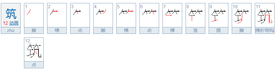 筑  怎么读，，什么意思