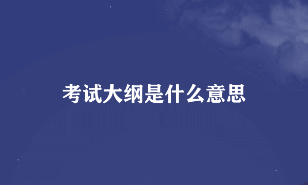 考试大纲是什么意思