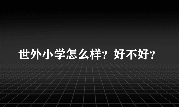 世外小学怎么样？好不好？