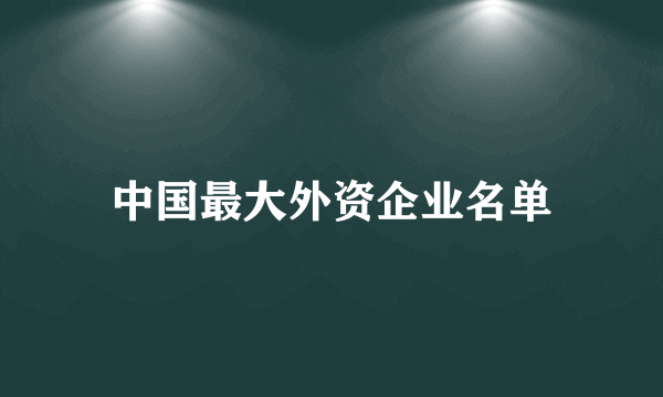 中国最大外资企业名单