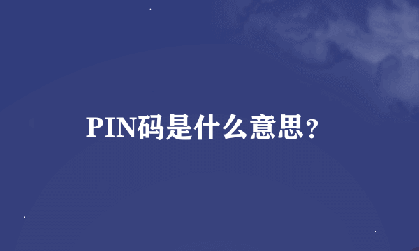 PIN码是什么意思？