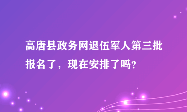 高唐县政务网退伍军人第三批报名了，现在安排了吗？