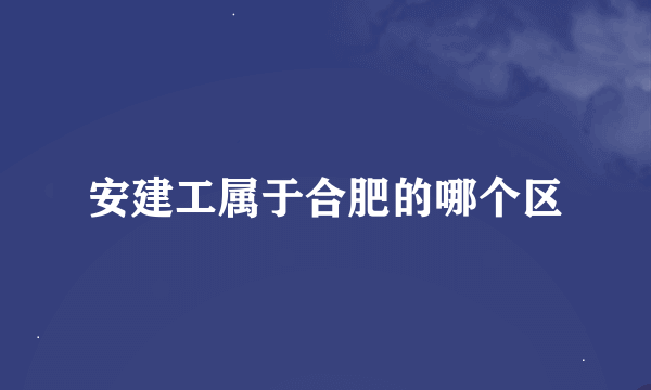 安建工属于合肥的哪个区