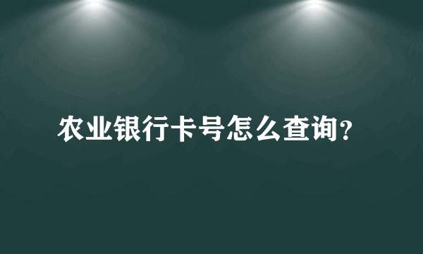 农业银行卡号怎么查询？