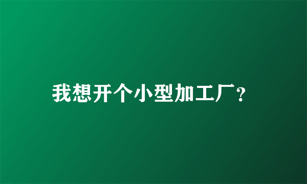 我想开个小型加工厂？