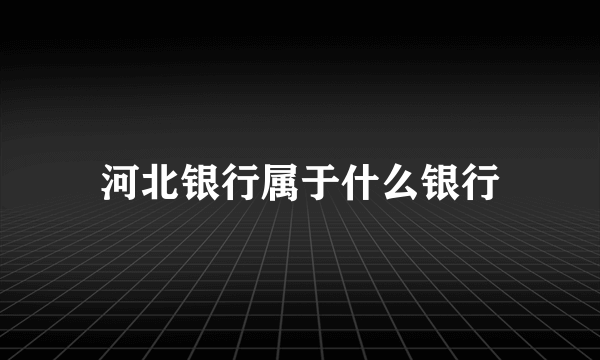 河北银行属于什么银行