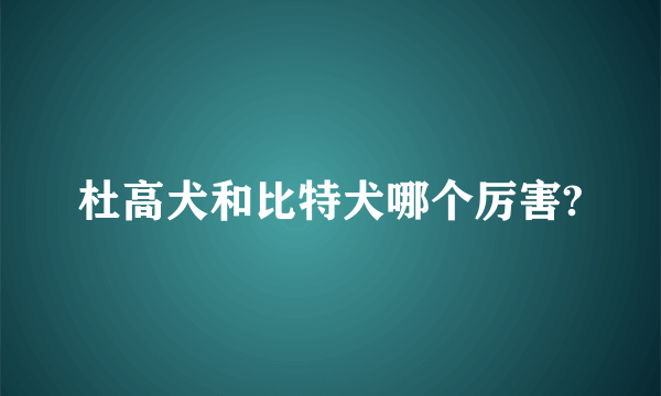 杜高犬和比特犬哪个厉害?