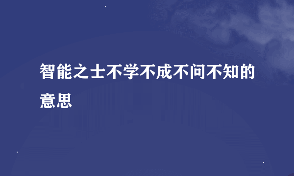 智能之士不学不成不问不知的意思