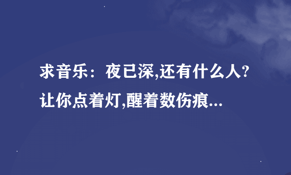 求音乐：夜已深,还有什么人?让你点着灯,醒着数伤痕 这是什么歌？？？