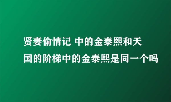 贤妻偷情记 中的金泰熙和天国的阶梯中的金泰熙是同一个吗