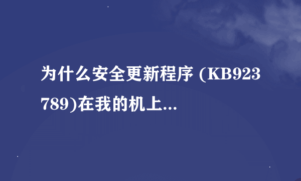 为什么安全更新程序 (KB923789)在我的机上更新不了？